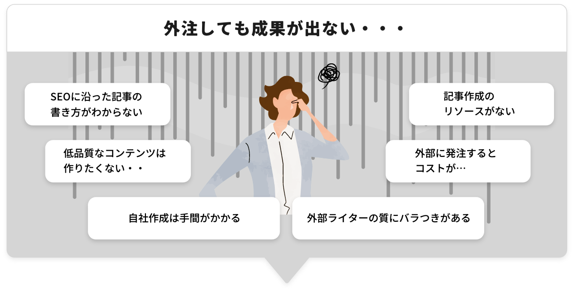 SEO記事制作でこんなお悩みありませんか？