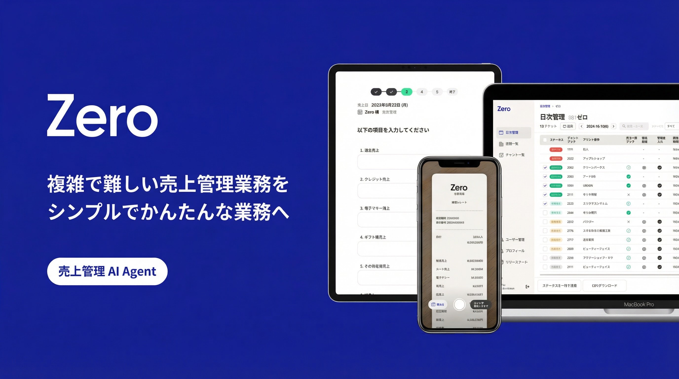 Zero 複雑で難しい売上管理業務をシンプルで簡単な業務に