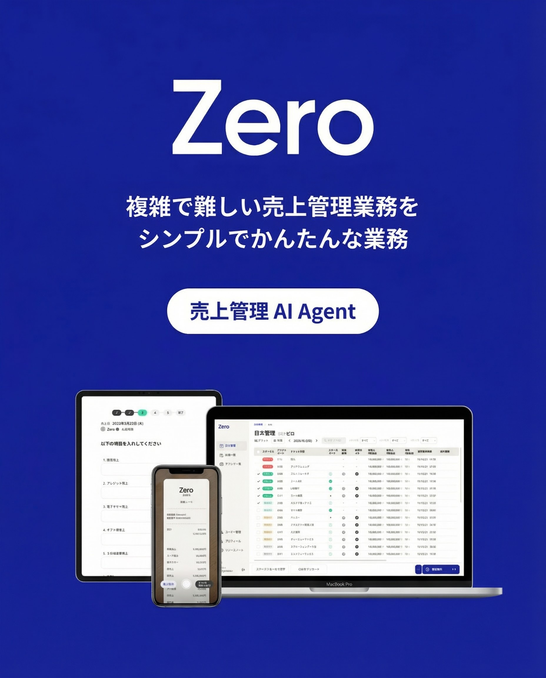 Zero 複雑で難しい売上管理業務をシンプルで簡単な業務に